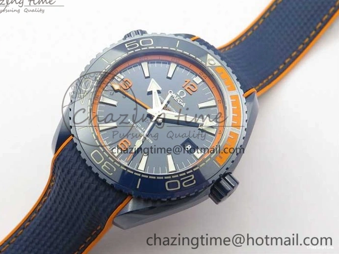 0521 Planet Ocean 45.5mm Big Blue Real Ceramic VSF 1:1 Best Edition on Blue Rubber Strap A8906 Super Clone Unique 7896
